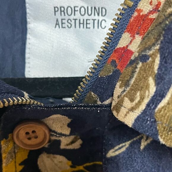 Profound Esthetic ROYAL VERSAILLES JACKET Floral NAVY BROWN Leather Womens L - Picture 4 of 9